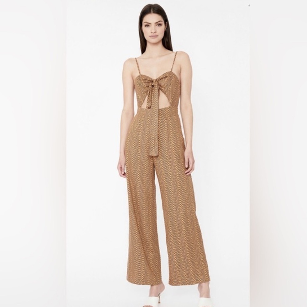 NWT Bardot Coda Abstract Jumpsuit tie bust and cutout US 8. Retail around $175